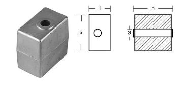 Immagine di 00907MG Johnson-Evinrude Gearcase Anode - Anodo a cubo per motori Omc-Johnson-Ev