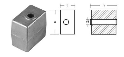 Immagine di 00907MG Johnson-Evinrude Gearcase Anode - Anodo a cubo per motori Omc-Johnson-Ev