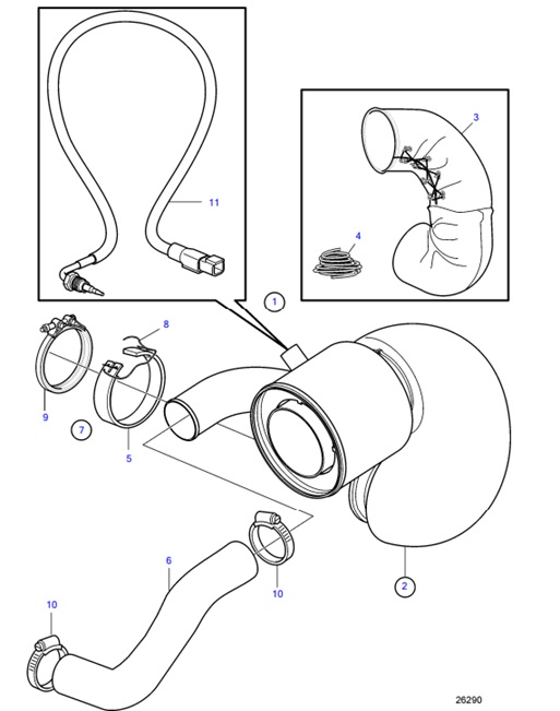 D4-260D-F-54162129-Exhaust-Riser-Kit,-IPS-D4-260D-F,-D4-300D-F