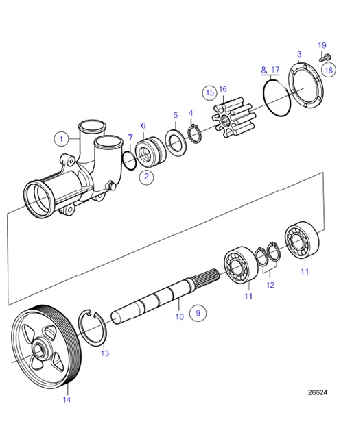 D4-180I-F-54162271-Sea-Water-Pump,-Components-D4-180I-F,-D4-225A-F,-D4-225I-F,-D4-260A-F,-D4-260D-F,-D4-260I-F,-D4-300A-F,-D4-300D-F,-D4-300I-F