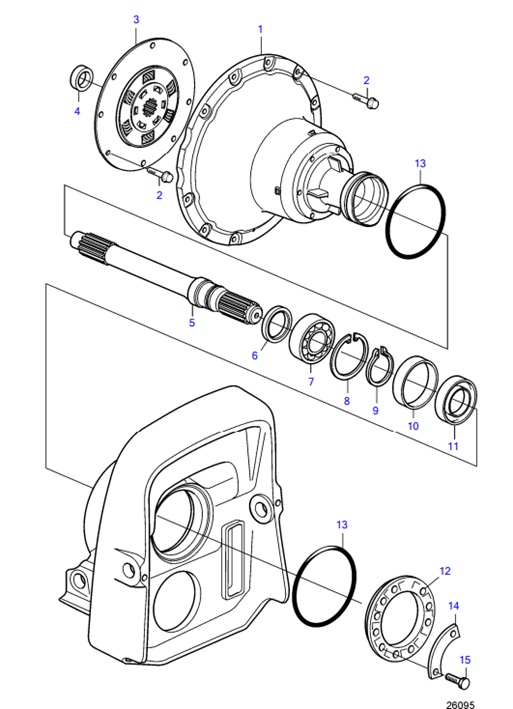 D4-225A-F-54162005-Flywheel-Housing-and-Primary-Shaft,-Extended-D4-225A-F,-D4-260A-F,-D4-300A-F