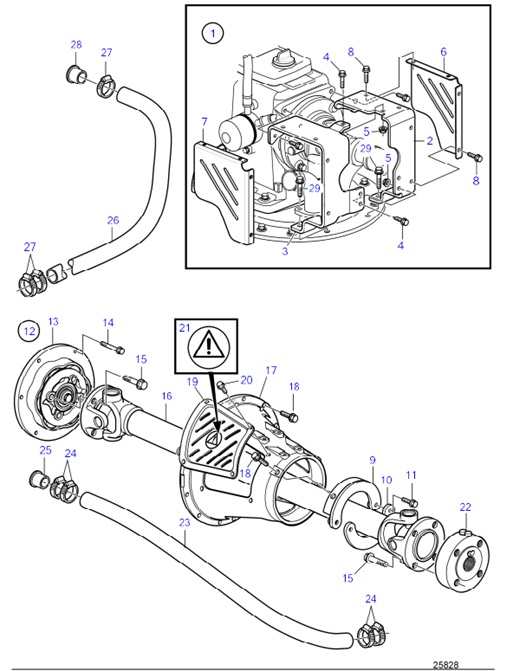 D4-260D-F-54162200-Connecting-Shaft-and-Housing,-Diesel,-Length->335mm-D4-260D-F,-D4-300D-F