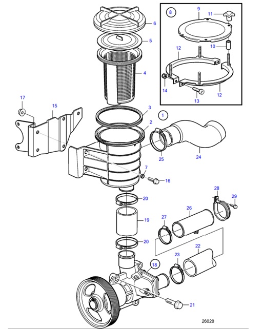 D6-280A-A-54169789-Sea-Water-Pump-and-Sea-Water-Filter-for-Engines-with-Drive