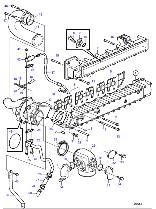 D6-370A-F-54162230-Turbo,-Induction-and-Exhaust-Manifold-D6-330A-F,-D6-370A-F