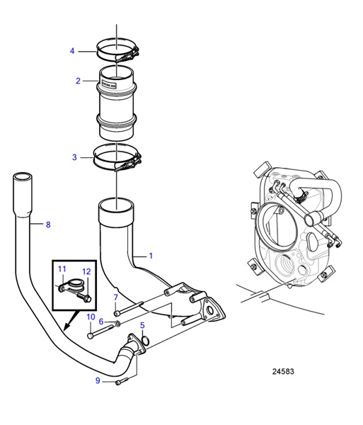 D6-280A-A-54160457-Exhaust-Pipe-and-Cooling-Water-Pipe-DPH/DPR-Drive-Unit