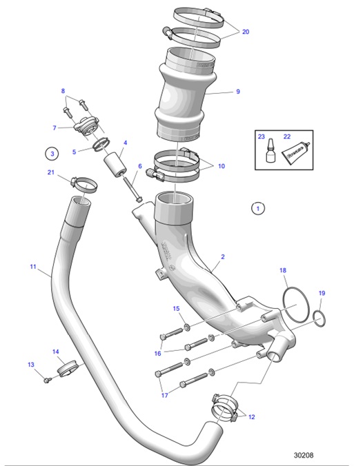 D6-280A-A-54166357-Exhaust-Pipe-and-Cooling-Water-Pipe,-D6,-DPH/DPR-Drive-Unit