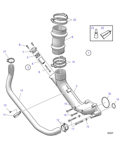 D6-280A-C-54166356-Exhaust-Pipe-and-Cooling-Water-Pipe,-D6,-DPH/DPR-Drive-Unit,-Extended