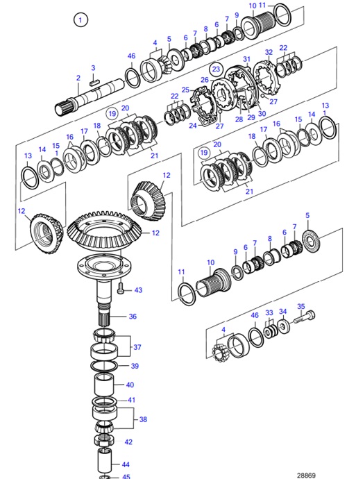 130S-C-54164014-Upper-Gear-Unit,-Sail-Boat-Drive-Unit-130S-C,-130SR-C,-Components:-Ratio-2.19:1