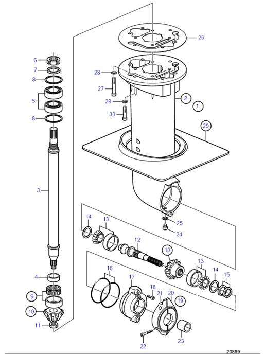 130S-C-54164015-Lower-Gear-Unit-Sail-Boat-Drive-Unit-130S-C,-130SR-C:-RATIO-2.19:1