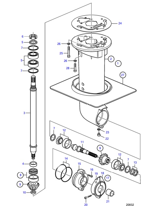 150S-54170430-Lower-Gear-Unit-Sail-Boat-Drive-Unit-150S,-150SR:-RATIO-2.19:1