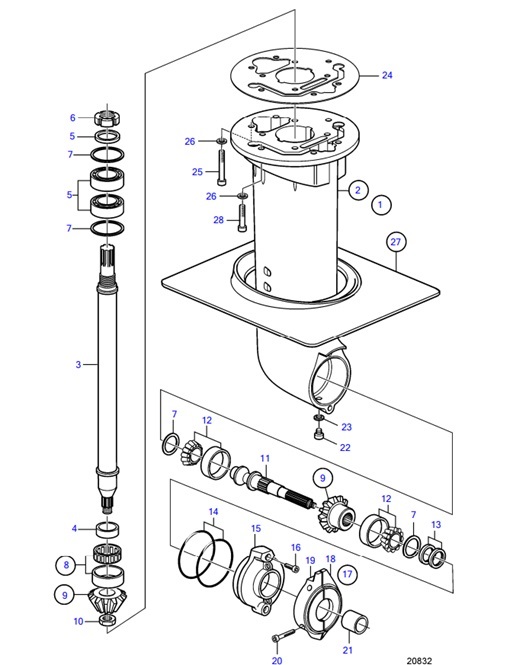 150S-C-54164026-Lower-Gear-Unit-Sail-Boat-Drive-Unit-150S-C,-150SR-C:-RATIO-2.19:1