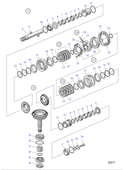 150S-D-54166095-Upper-Gear-Set-and-Shaft,150S-D,-150SR-D