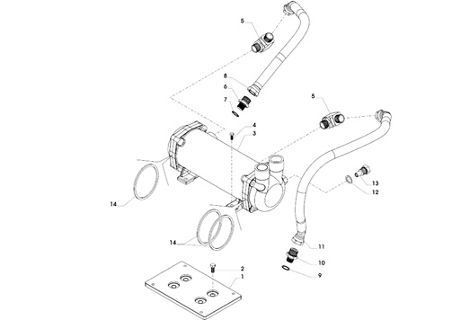 ZF-360-A-ZF360-500-510-SM-SCAMBIATORE-"MOTA"-ATTACCHI-ACQUA-VERTICALE-/-HEAT-EXCHANGER-"MOTA"-VERTICAL-WATER-CONNECTIONS