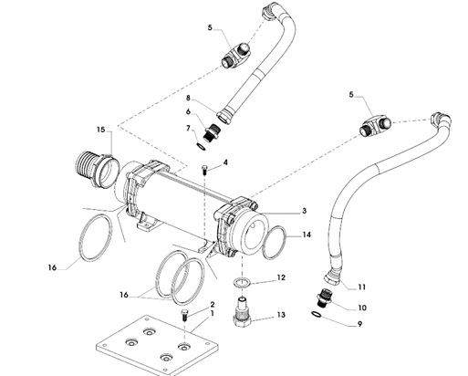 ZF-360-A-ZF360-500-510-SM2-SCAMBIATORE-"MOTA"-ATTACCHI-ACQUA-VERTICALE-/-HEAT-EXCHANGER-"MOTA"