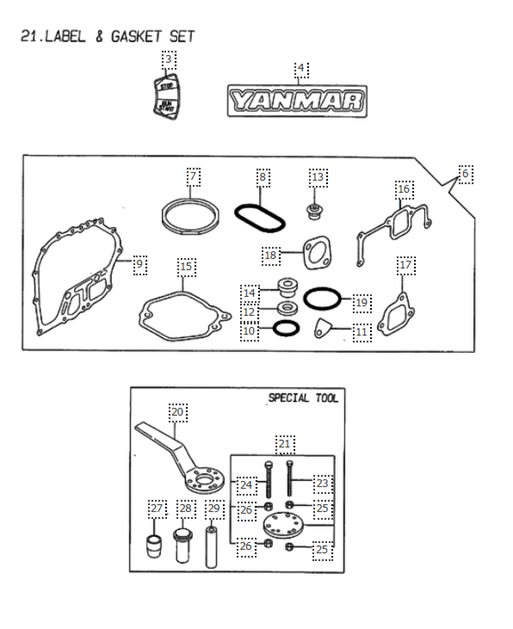 IS5.0-(Yanmar-L)-L100AE-DEGMA-LGS-LABEL-&-GASKET-SET