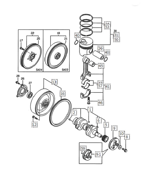 IS10.8-3TNE68-G2A01-AMPM-ALBERO-MOTORE-E-PISTONE-DEL-MOTORE