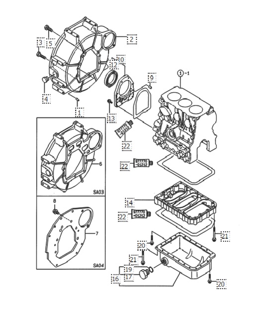 IS10.8-3TNE68-G2A01-VCCOM-VOLANO-CON-CARTER-E-COPPA-DELL'OLIO-DEL-MOTORE