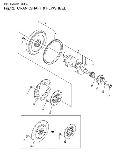 3JH4E-0CR10-M56101-CF-CRANKSHAFT-&-FLYWHEEL