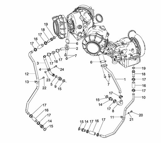 D2868LE433-007009000077-TURBOCOMPRESSORE-TUBI-RITORNO-OLIO