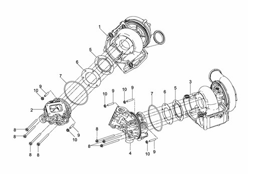 D2868LE433-007009000121-TURBOCOMPRESSORE-GOMITO-SCARICO-PEZZI-DI-MONTAGGIO