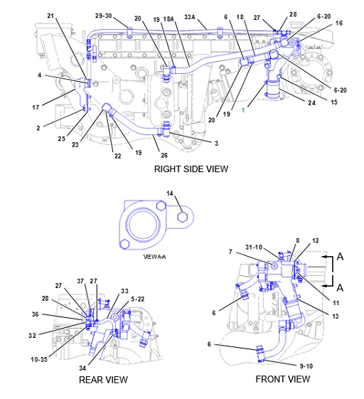 3116-MARINE-ENGINE-4KG-7C6384-LINEA-POMPA-ACQUA-GP