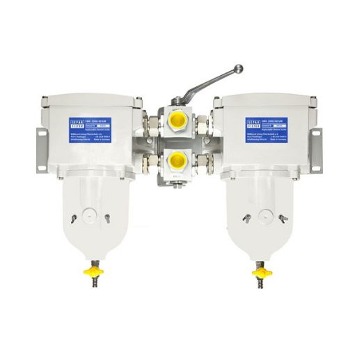 Immagine di 062419 Filtro doppio commutabile con boccia in metallo (alluminio)/sensore alla