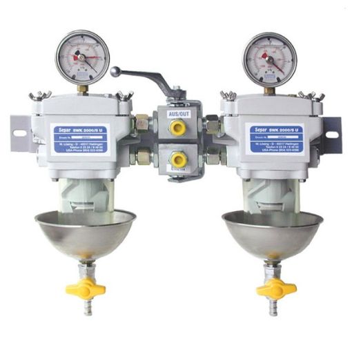 Immagine di 062440 Filtro doppio comm. con boccia in plastica/sensore allarme/deflett.metal