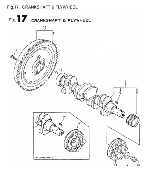 4JH2-DTE-(88Hp)-0CR10-M35102-CF-CRANKSHAFT-&-FLYWHEEL