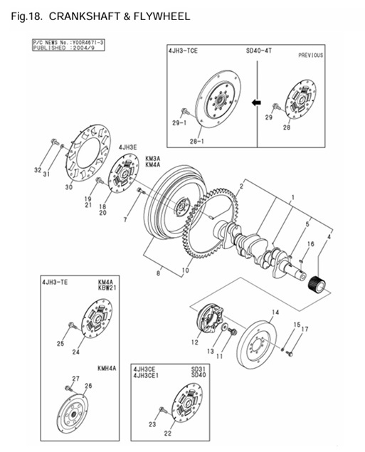 4JH3E-0CR10-M46701-CF-CRANKSHAFT-&-FLYWHEEL