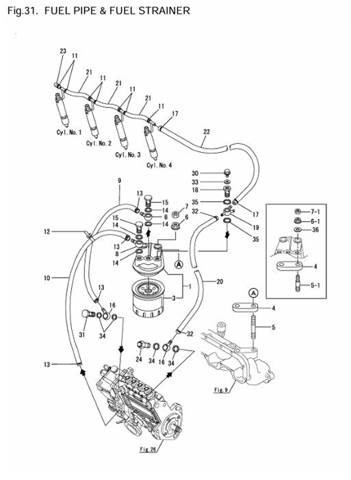 4JH4E-(53Hp)-0CR10-M56901-FPFS-FUEL-PIPE-&-FUEL-STRAINER