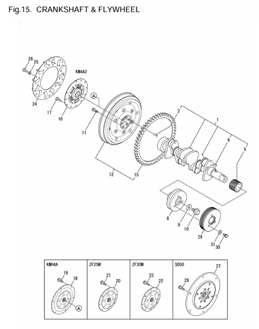 4JH4-TE-(75Hp)-0CR10-M63602-CF-CRANKSHAFT-&-FLYWHEEL