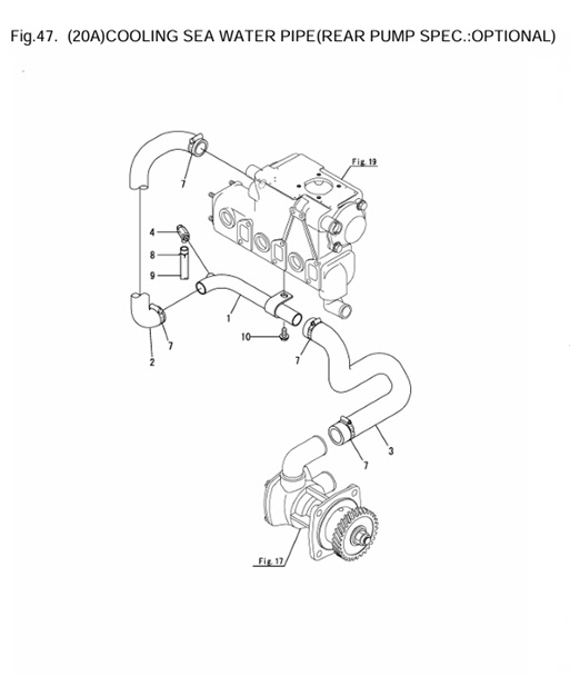 3JH4E-0CR10-M56101-CSWPI2-(20A)COOLING-SEA-WATER-PIPE(REAR-PUMP-SPEC.:OPTIONAL)